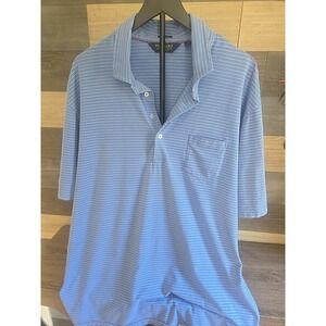 MENS POLO GOLF RALPH LAUREN SZ XXL BLUE AND WHITE STRIPED SHIRT  STRETCH LISLE